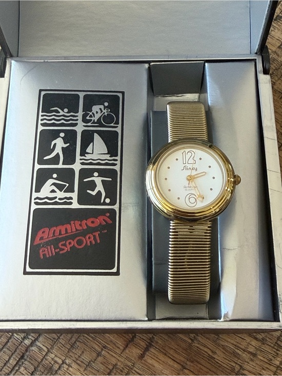 Armitron Accessories - Vintage Armitron "Slinky" Gold Tone Watch 29mm w/ original box and papers